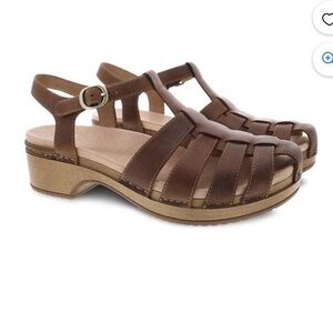 Dansko Brie Sandals Brown Leather Ankle Strap Size 40
